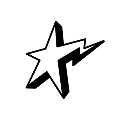  3D Bold Starburst Design Energetic Star and Lightning Bolt Graphic