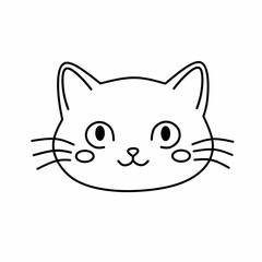 Adorable Cat Face Line Art Simple Cute Kitty Drawing for Coloring Pages, Stickers, and More