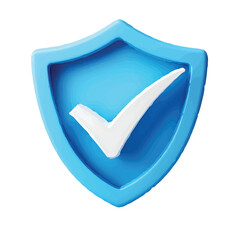 Blue Shield Checkmark Icon 3D Protection Symbol