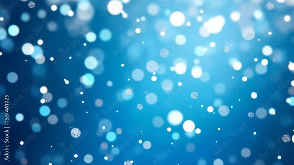 Poster abstract blue background with soft glowing bokeh circles