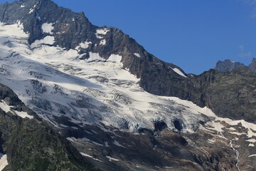 non-melting glaciers in the mountains of the North Caucasus in Dombai