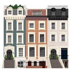 Set of isolated houses on white background.