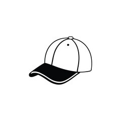 Simple Line Art of Baseball Cap – Black and White Style