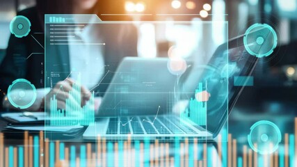 Financial data processing enhances decision making for diverse business strategies, financial data processing over diverse business people in office - Powered by Adobe