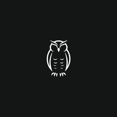 clean, minimalist white outline of an owl, symbolizing wisdom and knowledge, set against a dark, plain background.