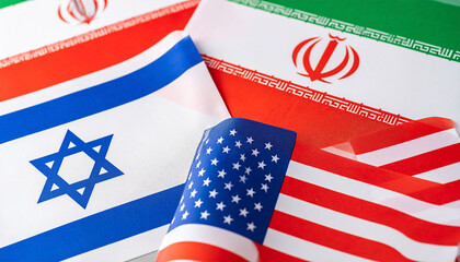 Israel, USA and Iran flags