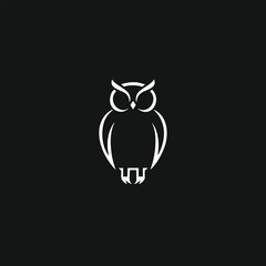 clean, minimalist white outline of an owl, symbolizing wisdom and knowledge, set against a dark, plain background.