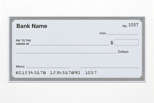 Blank American Bank Check Template with Security Background and MICR Line &mdash; Editable Printable Check Design for Financial Documents
