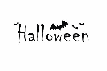 black halloween inscription on white