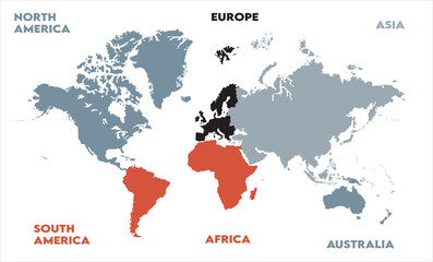 Fototapeta premium Economic map-14, modern world map graphic, Countries Silhouettes Stock Illustrations, Vectors