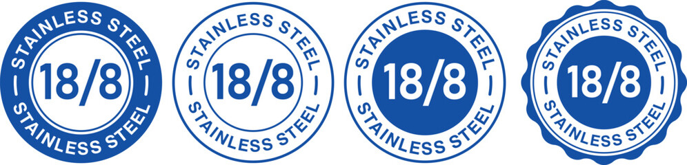 Stainless Steel 18/8 Logo Badge – Vector Design for Product Label and Packaging