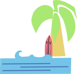 Logo palmy i morza – wakacyjny symbol © Laura