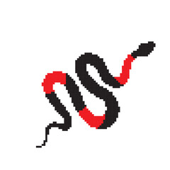 Pixel snake icon, 8 bit viper symbol, retro style computing serpent sign, simple snake silhouette