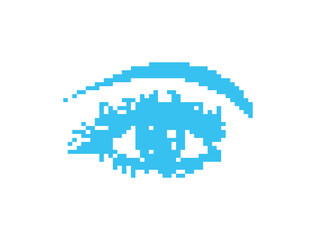 Pixel art eye icon, 8 bit retro style human eyeball, simple computing see symbol