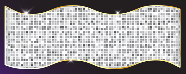 Disco ball pattern. Disco party glitter silver background, sparkle mosaic tile