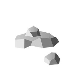 Big rock stone flat icon. Solid iron ore symbol, one grey granite, single concrete stone illustration