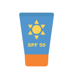 Sunscreen cream bottle icon. Sun screen lotion tube, spf sunblock spray container, solar cosmetic