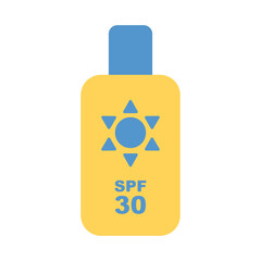 Sunscreen cream bottle icon. Sun screen lotion tube, spf sunblock spray container, solar cosmetic
