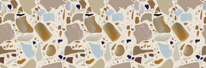 Seamless terrazzo pattern with marble texture. Modern abstract vector design