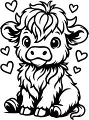Baby Highland Cow Scalable SVG Vector Graphic with Editable Paths and Layers for Web, UI Design, Digital Art, and Print Applications