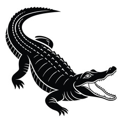 A fierce alligator with its mouth wide open appears menacing in a striking vector