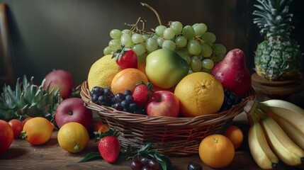 Vibrant assortment of fresh fruits in basket