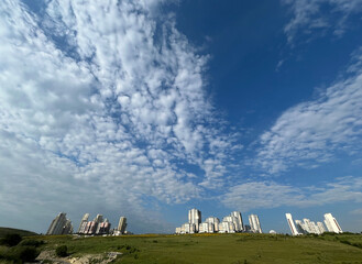 Public housing and meadow view in Istanbul, Turkey. 