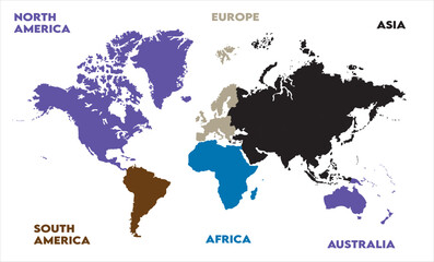 Political map-10, modern world map graphic, Countries Silhouettes Stock Illustrations, Vectors