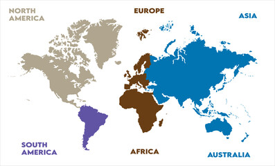 Naklejka premium Political map-15, modern world map graphic, Countries Silhouettes Stock Illustrations, Vectors