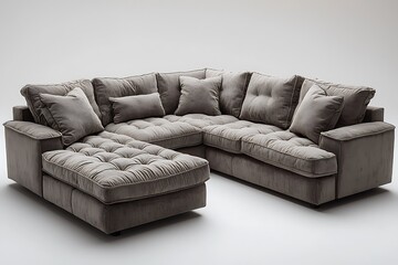Plush modern sofa with vibrant pillow decor high resolution picture