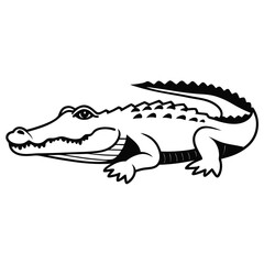 Fototapeta premium An alligator features in black and white line art with striking detail