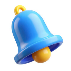 Fototapeta premium 3d cartoon blue bell notification icon isolated on transparent background