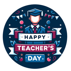 Happy Teacher's Day graphic design with graduate in flat style, festive atmosphere, circular layout