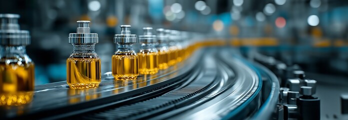 The factory's automated production line is engineered to precisely handle the processing and packaging of products with minimal human intervention.