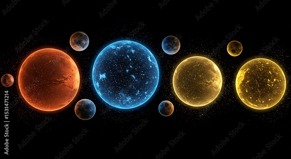 Poster cosmic array planets in space