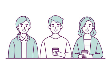 Cartoon vector illustrations of business people, families, and couples