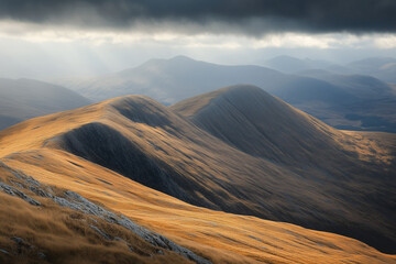 Stunning Mountain Range Landscape with Dramatic Lighting and Epic Scale