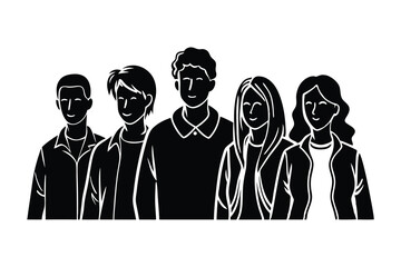 Vector silhouettes of business people in various poses and outfits