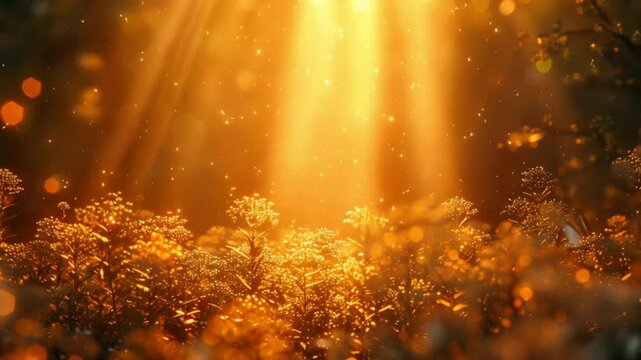forest with amazing magical gold background