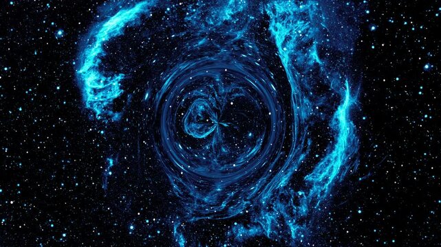 Flying Into Interstellar Science Fiction Blue Portal Worm Hole Curving Spacetime Visualizing Quantum Physics