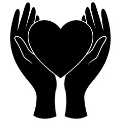 Fototapeta premium Hands holding heart silhouette
