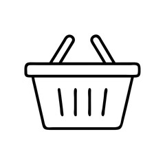 Shopping basket icon in minimalist design with simple lines  