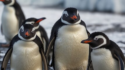 Obraz premium Group of Penguins on Ice