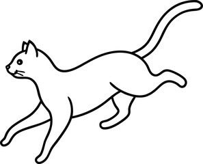 Black and White Jumping Cat Line Art