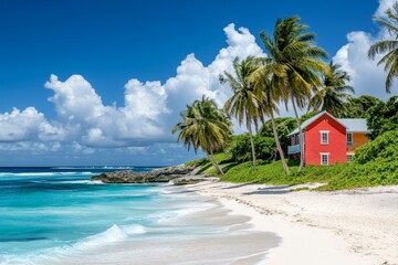 Fototapeta premium Living in a beachfront property on the island of Barbados in the tropics