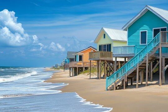 Ocean front properties situated near Kill Devil Hills in the Outer Banks, North Carolina