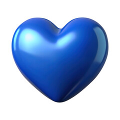 blue heart 3d render icon in cartoon plastic style minimal isolated on transparent white background png, clipping path