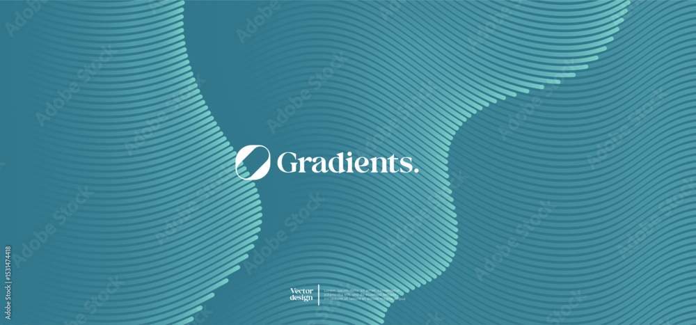Poster wavy linear pattern with gradient colors. vector presentation template.