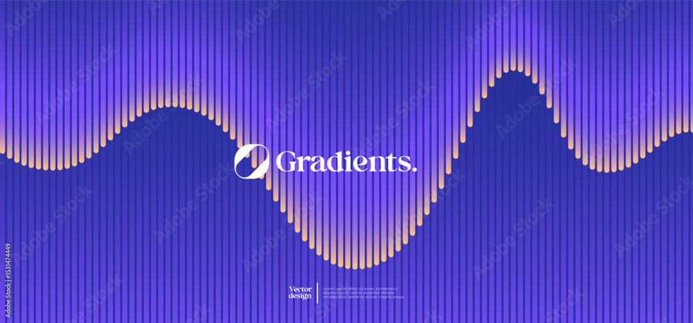Poster wavy linear pattern with gradient colors. vector presentation template.