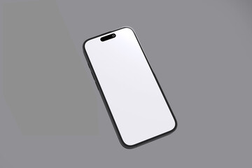 Smartphone mockup with blank white screen on a grey background Photo mockup modern on gray...